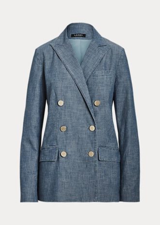 Blue Women’s Ralph Lauren Double-breasted Chambray   Blazers