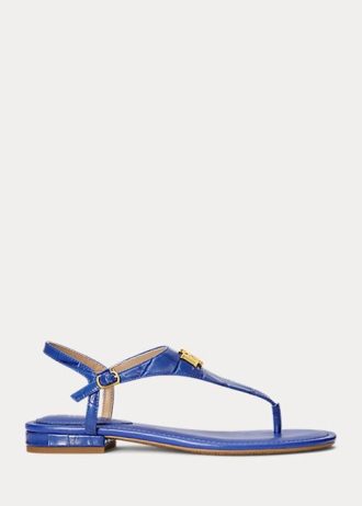 Blue Women’s Ralph Lauren Ellington Embossed Leather Sandals