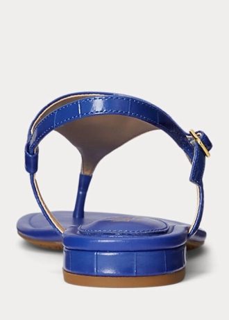 Blue Women’s Ralph Lauren Ellington Embossed Leather Sandals
