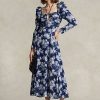 Blue Women’s Ralph Lauren Floral Cotton Halter-Tie Dress