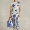 Blue Women’s Ralph Lauren Floral Faux-Wrap Jersey Dress