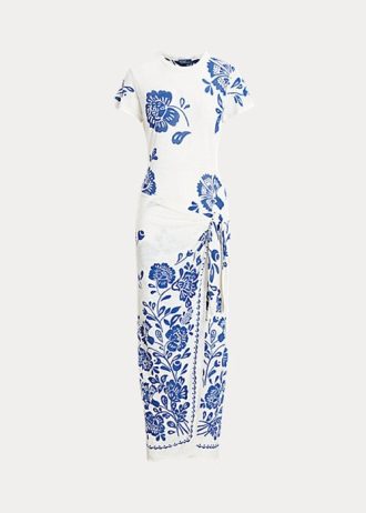 Blue Women’s Ralph Lauren Floral Faux-Wrap Jersey Dress