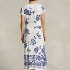 Blue Women’s Ralph Lauren Floral Faux-Wrap Jersey Dress