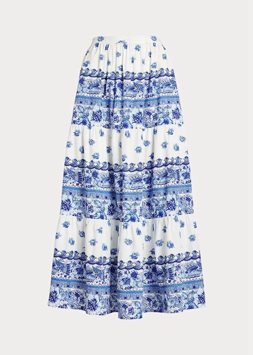 Blue Women’s Ralph Lauren Floral-stripe Tiered Cotton Skirts Blue Women’s Ralph Lauren Floral-stripe Tiered Cotton Skirts