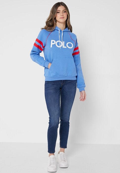 Blue Women’s Ralph Lauren Graphic Knitted Hoodie Blue Women’s Ralph Lauren Graphic Knitted Hoodie