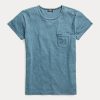 Blue Women’s Ralph Lauren Indigo Cotton Pocket T Shirts Blue Women’s Ralph Lauren Indigo Cotton Pocket T Shirts