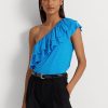 Blue Women’s Ralph Lauren Jersey One-Shoulder Tops