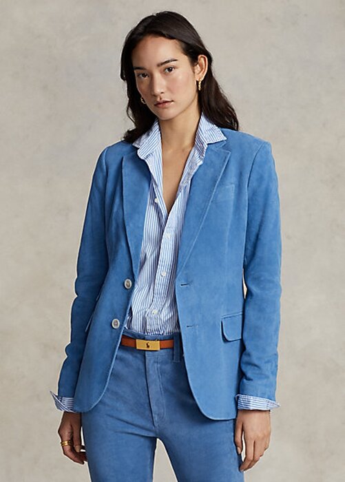 Blue Women’s Ralph Lauren Lambskin Suede Blazers Blue Women’s Ralph Lauren Lambskin Suede Blazers