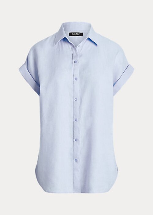 Blue Women’s Ralph Lauren Linen Dolman-Sleeve Shirts Blue Women’s Ralph Lauren Linen Dolman-Sleeve Shirts