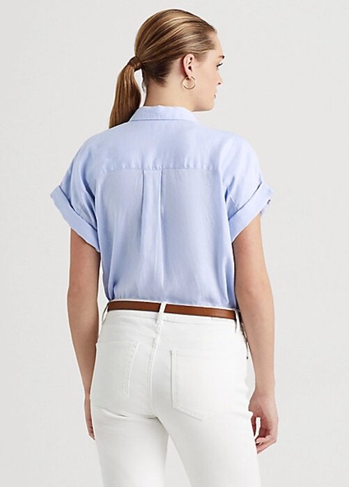 Blue Women’s Ralph Lauren Linen Dolman-Sleeve Shirts Blue Women’s Ralph Lauren Linen Dolman-Sleeve Shirts