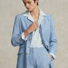 Blue Women’s Ralph Lauren Long Chambray Cotton Blazers