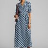 Blue Women’s Ralph Lauren Plaid Cotton Voile Wrap Dress