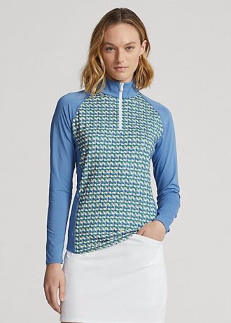 Blue Women’s Ralph Lauren Print Jersey Quarter-Zip Sweatshirts