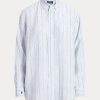 Blue Women’s Ralph Lauren Relaxed Fit Striped Linen Shirts