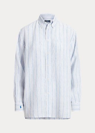 Blue Women’s Ralph Lauren Relaxed Fit Striped Linen Shirts