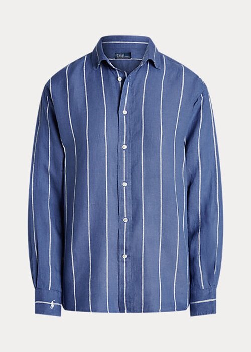 Blue Women’s Ralph Lauren Relaxed Fit Striped Linen Shirts Blue Women’s Ralph Lauren Relaxed Fit Striped Linen Shirts
