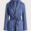 Blue Women’s Ralph Lauren Striped Belted Linen-cotton  Blazers