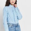 Blue Women’s Ralph Lauren Striped Ruffle Detail Shirts Blue Women’s Ralph Lauren Striped Ruffle Detail Shirts