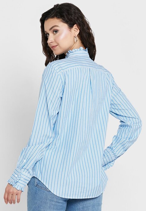 Blue Women’s Ralph Lauren Striped Ruffle Detail Shirts Blue Women’s Ralph Lauren Striped Ruffle Detail Shirts