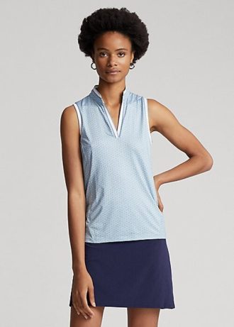 Blue Women’s Ralph Lauren Tailored Fit Sleeveless Piqué Shirts