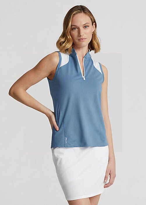 Blue Women’s Ralph Lauren Tailored Fit Sleeveless Piqué Shirts Blue Women’s Ralph Lauren Tailored Fit Sleeveless Piqué Shirts