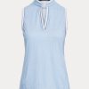 Blue Women’s Ralph Lauren Tailored Fit Sleeveless Piqué Shirts