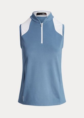 Blue Women’s Ralph Lauren Tailored Fit Sleeveless Piqué Shirts