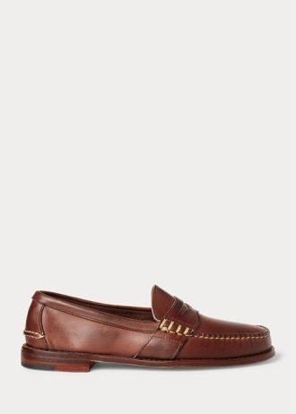 Brown Men’s Ralph Lauren Edric Leather Penny Loafers