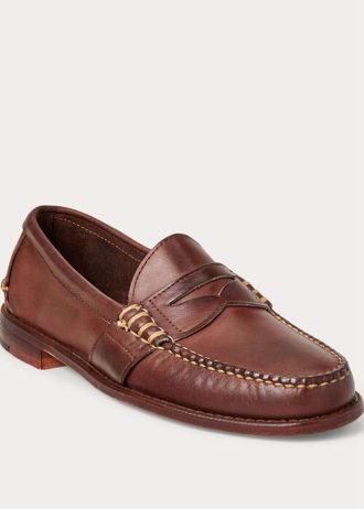 Brown Men’s Ralph Lauren Edric Leather Penny Loafers