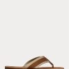 Brown Men’s Ralph Lauren Grosgrain-Trim Suede Flip Flops