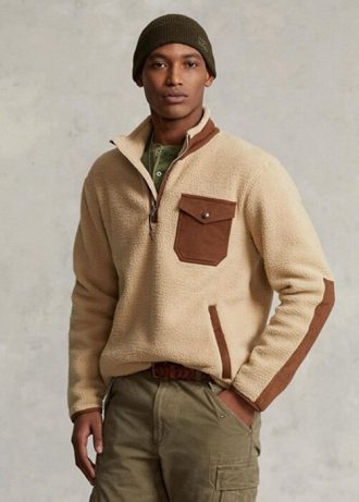 Brown Men’s Ralph Lauren Hybrid Quarter-zip Pullover  Sweatshirt