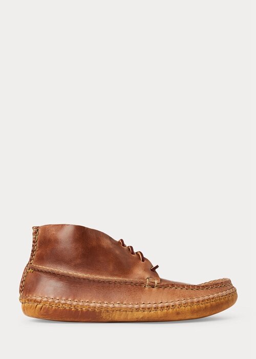 Brown Men’s Ralph Lauren Leather Chukka-Style Moccasin Boots Brown Men’s Ralph Lauren Leather Chukka-Style Moccasin Boots