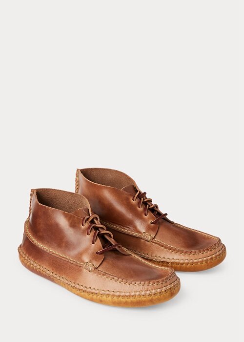 Brown Men’s Ralph Lauren Leather Chukka-Style Moccasin Boots Brown Men’s Ralph Lauren Leather Chukka-Style Moccasin Boots