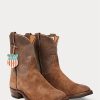 Brown Men’s Ralph Lauren Roughout Suede & Leather Boots