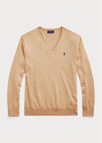 Brown Men’s Ralph Lauren Slim Fit Textured Cotton Jumper Sweaters
