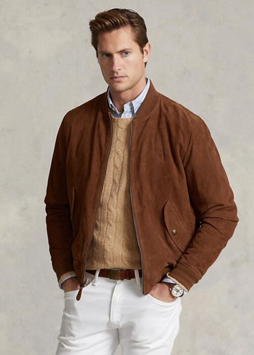 Brown Men’s Ralph Lauren Suede Bomber Jackets Brown Men’s Ralph Lauren Suede Bomber Jackets