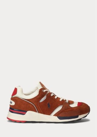 Brown Men’s Ralph Lauren Trackster 200 Suede & Mesh Sneakers