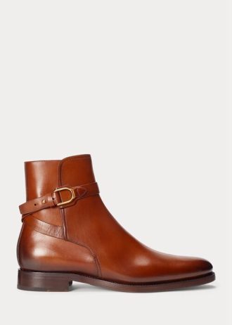 Brown Men’s Ralph Lauren Welington Burnished Calfskin Boots