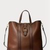 Brown Men’s Ralph Lauren Welington Burnished Calfskin Tote Bags