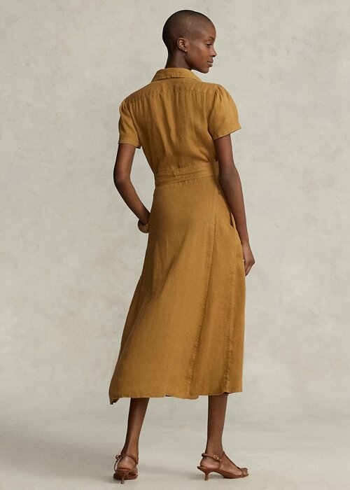 Brown Women’s Ralph Lauren Belted Linen Short-Sleevedress Dress Brown Women’s Ralph Lauren Belted Linen Short-Sleevedress Dress