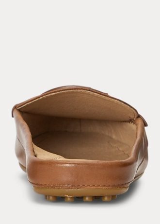 Brown Women’s Ralph Lauren Brynn Burnished Leather Driver Flat Shoes