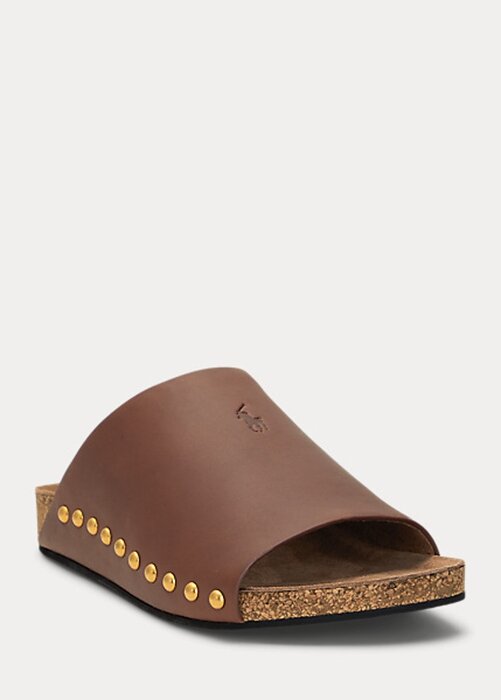 Brown Women’s Ralph Lauren Calfskin Leather Rivet Sandals Brown Women’s Ralph Lauren Calfskin Leather Rivet Sandals