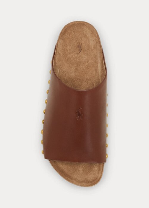 Brown Women’s Ralph Lauren Calfskin Leather Rivet Sandals Brown Women’s Ralph Lauren Calfskin Leather Rivet Sandals