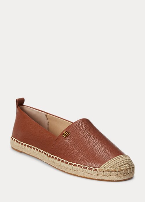 Brown Women’s Ralph Lauren Cameryn IV Tumbled Leather Flat Shoes Brown Women’s Ralph Lauren Cameryn IV Tumbled Leather Flat Shoes