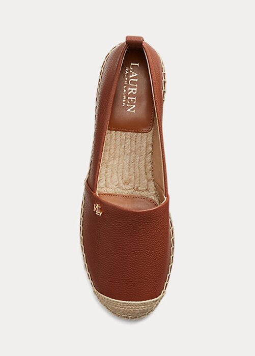 Brown Women’s Ralph Lauren Cameryn IV Tumbled Leather Flat Shoes Brown Women’s Ralph Lauren Cameryn IV Tumbled Leather Flat Shoes