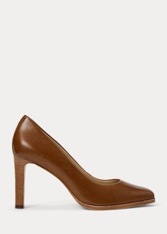 Brown Women’s Ralph Lauren Camila Burnished Leather Heels