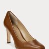 Brown Women’s Ralph Lauren Camila Burnished Leather Heels