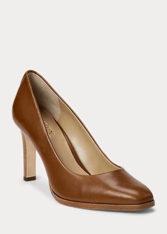 Brown Women’s Ralph Lauren Camila Burnished Leather Heels