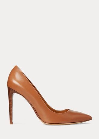 Brown Women’s Ralph Lauren Celia Calfskin Heels