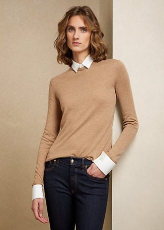 Brown Women’s Ralph Lauren Collared Cashmere Sweaters